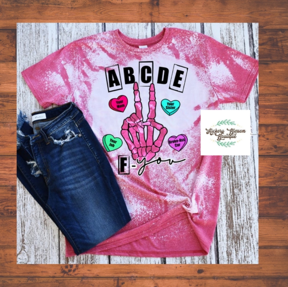 ABCDEFU valentines bleached shirt
